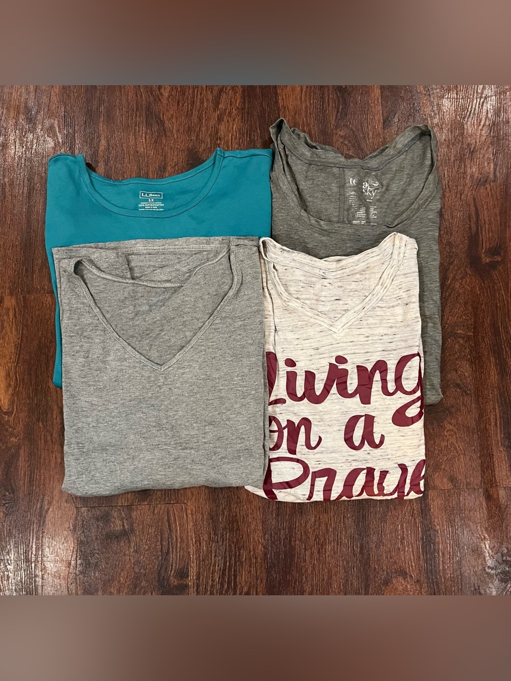 & Other Stories Cream Heather Tee with Burgundy Script